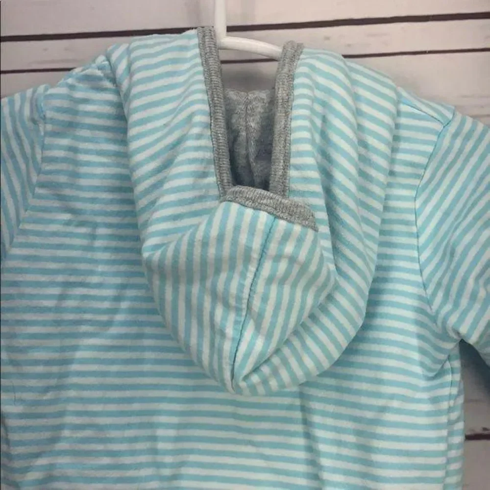 Carter’s Jacket Boys Teal Striped‎ Whale Hooded Coat Size 3 Months
